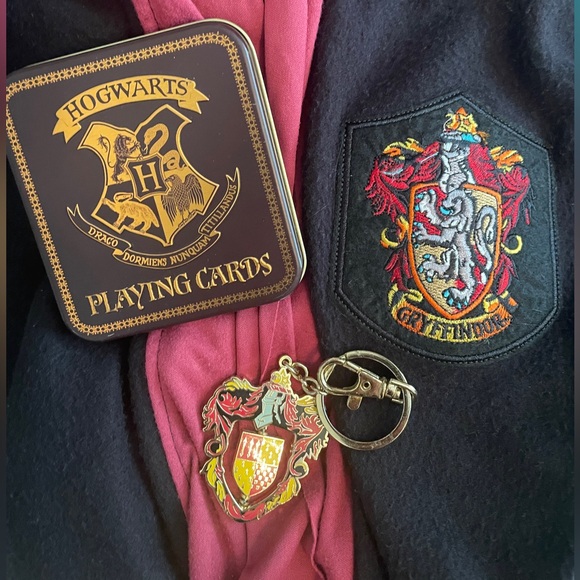 Other - Harry Potter Gryffindor robe with Hogwarts Playing Cards and keychain bundle